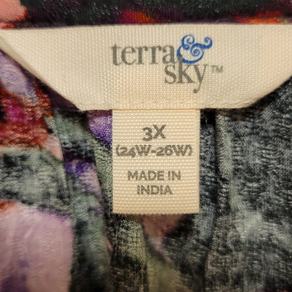 Terra & Sky Baloon Sleeve Top Size 3x (24w-26w) - Picture 5 of 7